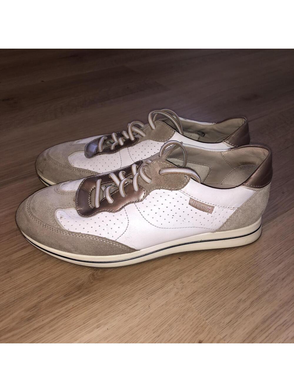 Mephisto Laurena LMSP60 TAN WHITE ROSEGOLD LEATHER SNEAKERS SHOES WOMENS SIZE 7